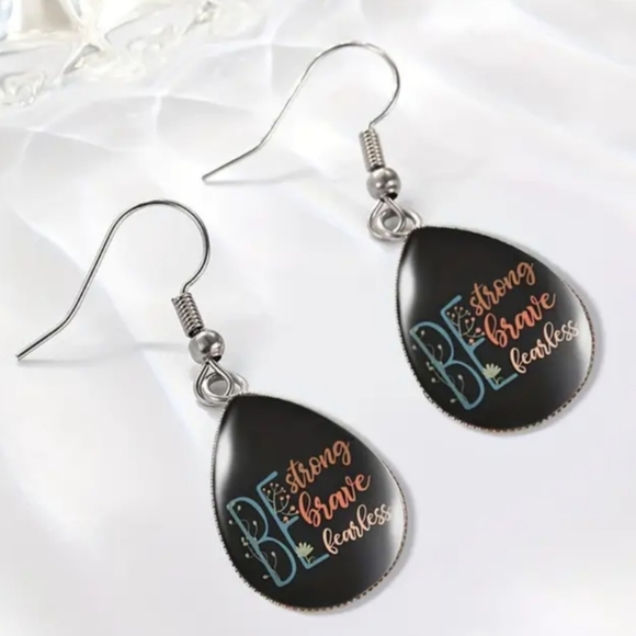 2/30$ Or 3/$35 Inspirational Colorful Black Crystal GlasTeardrop Earrings (#076) - Picture 3 of 5